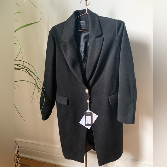 Black polyester car coat. US size 10 - Picture 2 of 7